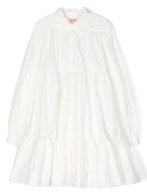 Elisabetta Franchi La Mia Bambina tiered long-sleeve dress - White
