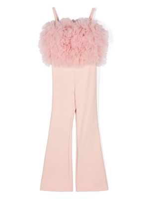 Elisabetta Franchi La Mia Bambina tulle-inserts jumpsuit - Pink