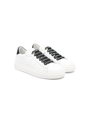 Elisabetta Franchi La Mia Bambina zip-detail leather sneakers - White