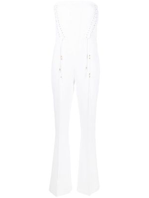 Elisabetta Franchi lace-up detailed strapless jumpsuit - White