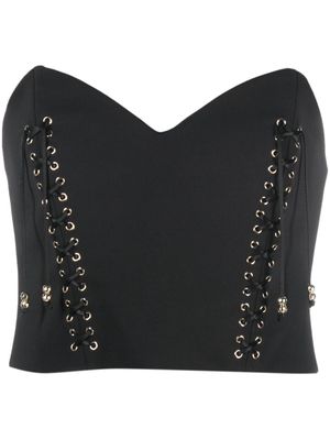Elisabetta Franchi lace-up strapless corset top - Black