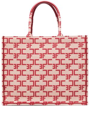 Elisabetta Franchi large monogram-jacquard tote bag - Pink