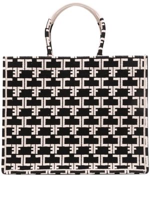 Elisabetta Franchi large Monogram tote bag - Black