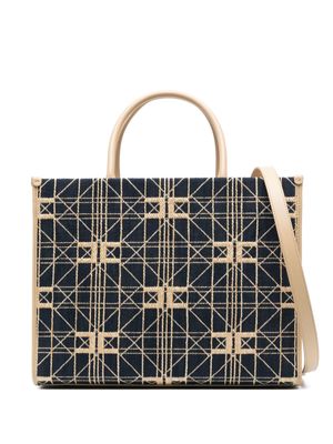 Elisabetta Franchi large patterned-jacquard denim bag - Blue