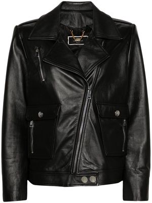 Elisabetta Franchi leather biker jacket - Black