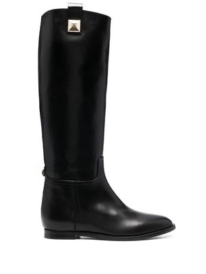 Elisabetta Franchi leather riding boots - Black