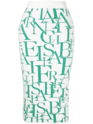 Elisabetta Franchi lettering pattern knit skirt - White