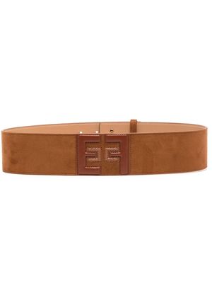 Elisabetta Franchi logo-appliqué buckle belt - Brown