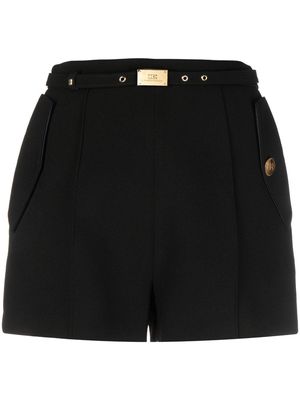 Elisabetta Franchi logo-buckle belt shorts - Black