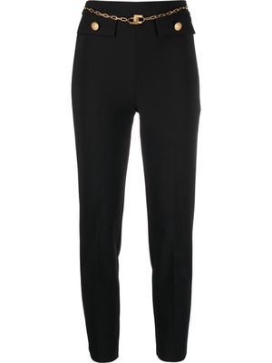Elisabetta Franchi logo-chain tailored trousers - Black