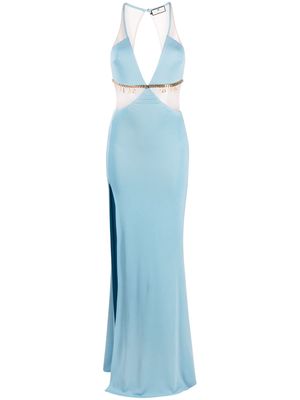 Elisabetta Franchi logo-charm cut-out dress - Blue