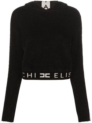 Elisabetta Franchi logo cropped hoodie - Black