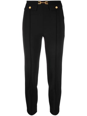 Elisabetta Franchi logo-embellished cropped trousers - Black