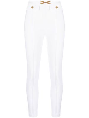 Elisabetta Franchi logo-embellished cropped trousers - White