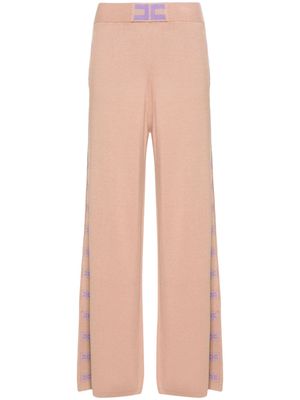 Elisabetta Franchi logo-embellished knitted straight-leg trousers - Neutrals