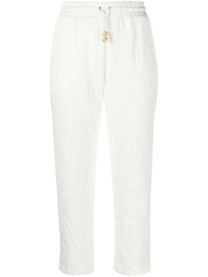 Elisabetta Franchi logo-embossed cropped trousers - White