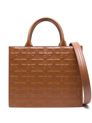 Elisabetta Franchi logo-embossed quilted tote bag - Brown