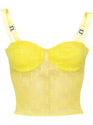 Elisabetta Franchi logo-embroidered bustier top - Yellow
