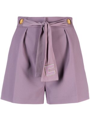 Elisabetta Franchi logo-embroidered crepe tailored shorts - Purple