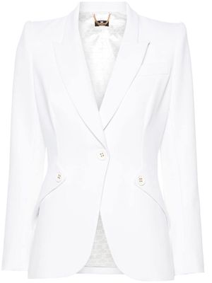 Elisabetta Franchi logo-engraved-buttons crepe blazer - White