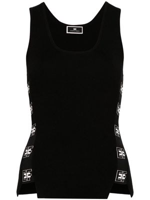 Elisabetta Franchi logo-intarsia panelled tank top - Black