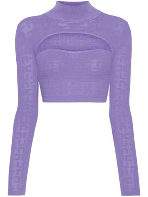Elisabetta Franchi logo-jacquard knitted top - Purple