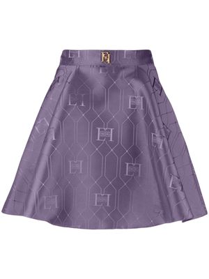 Elisabetta Franchi logo-jacquard satin miniskirt - Purple
