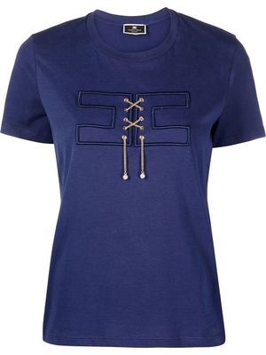 Elisabetta Franchi logo-motif cotton T-Shirt - Blue