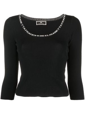 Elisabetta Franchi logo-neckline detail knit top - Black