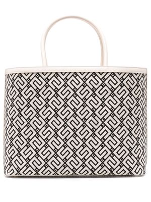 Elisabetta Franchi logo-patch monogram-pattern tote bag - White