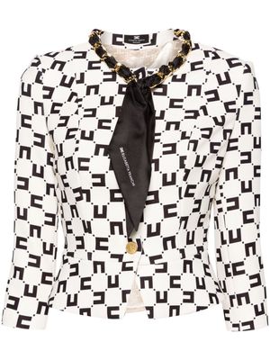 Elisabetta Franchi logo-pattern cropped blazer - Neutrals