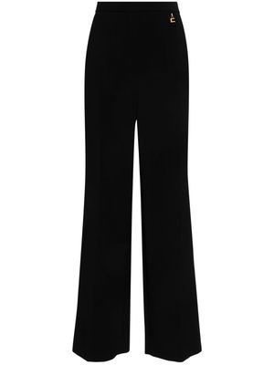 Elisabetta Franchi logo-pendant crepe trousers - Black