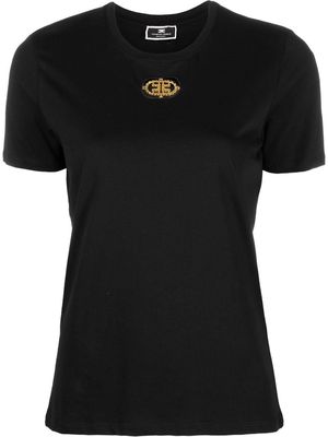 Elisabetta Franchi logo-plaque cotton T-shirt - Black
