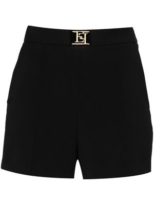 Elisabetta Franchi logo-plaque crepe shorts - Black