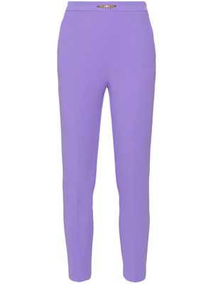 Elisabetta Franchi logo-plaque crepe tapered trousers - Purple