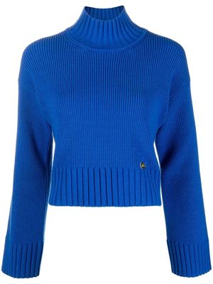 Elisabetta Franchi logo-plaque detail knit jumper - Blue