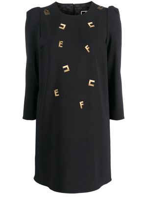 Elisabetta Franchi logo-plaque embellished minidress - Black