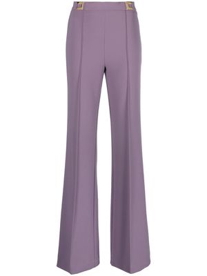 Elisabetta Franchi logo-plaque flared trousers - Purple