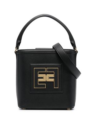 Elisabetta Franchi logo-plaque grained bag - Black