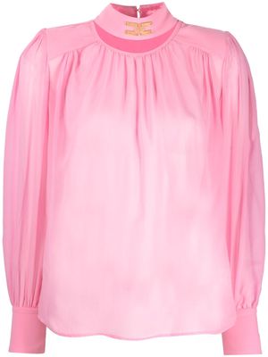 Elisabetta Franchi logo-plaque high-collar blouse - Pink