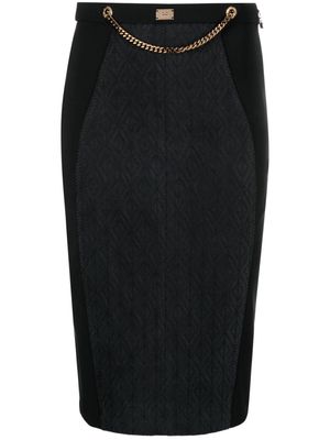 Elisabetta Franchi logo-plaque high-waisted skirt - Black