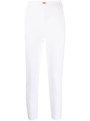 Elisabetta Franchi logo-plaque tailored trousers - White