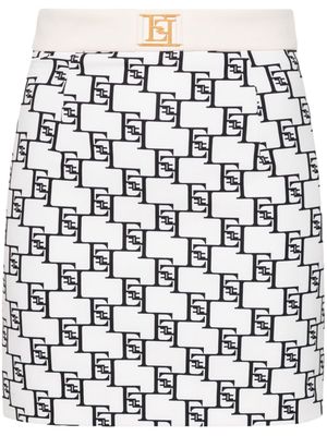 Elisabetta Franchi logo-print crepe mini skirt - Neutrals