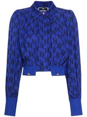 Elisabetta Franchi logo-print georgette blouse - Blue