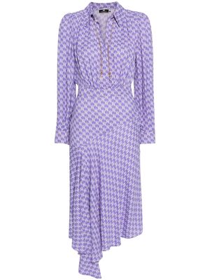 Elisabetta Franchi logo-print georgette midi dress - Purple