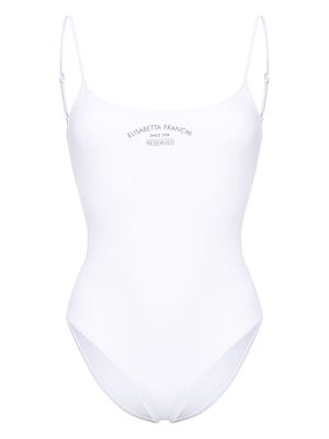 Elisabetta Franchi logo-print high-cut swimsuit - White