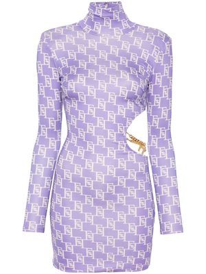 Elisabetta Franchi logo-print high-neck minidress - Purple