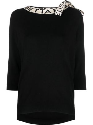 Elisabetta Franchi logo-print knot-detail jumper - Black
