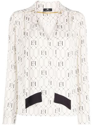Elisabetta Franchi logo-print tie-fastening shirt - Neutrals