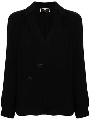 Elisabetta Franchi logo-tie georgette-crepe blouse - Black